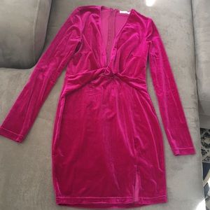 Velvet mini dress with Knot front